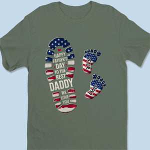 Personalized Feet Design T-Shirt With 1-10 Kid's Names | 250th Anniversary Father's Day Patriotic Gift
