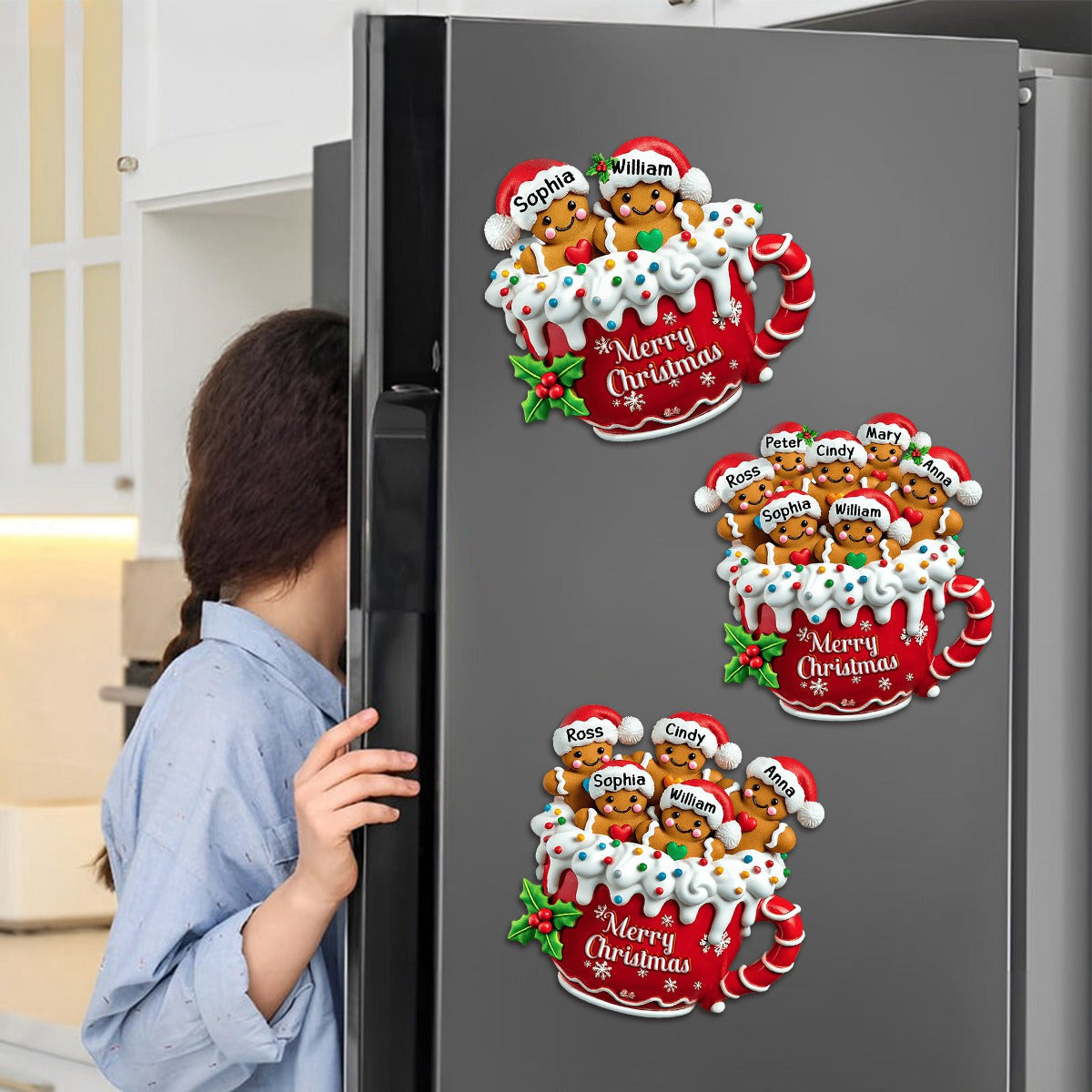 Personalized Merry Christmas Gingerbread Family Decal With 2-10 Name,Sweet Christmas Decoration To Celebrate Family