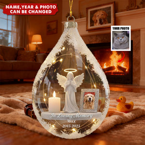 Personalized Loss of Loved Pet Remembrance 3D Effect Ornament With Name & Year & Photo- Xmas Decor Sympathy Gift For Pet Owners