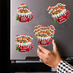 Personalized Gingerbread Family Acrylic Fridge Magnet With 2-20 Names,Christmas Touch To Your Kitchen & Refrigerator