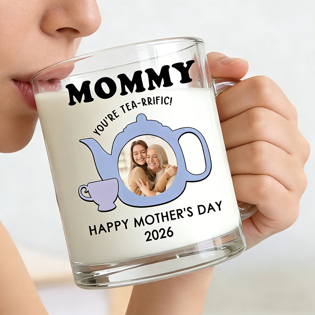 Personalized Insulated Glass Transparent Mug With "You Are Tea-Rrific" Floral - Creative Mother's Day Gift For Her