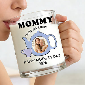Personalized Insulated Glass Transparent Mug With "You Are Tea-Rrific" Floral - Creative Mother's Day Gift For Her