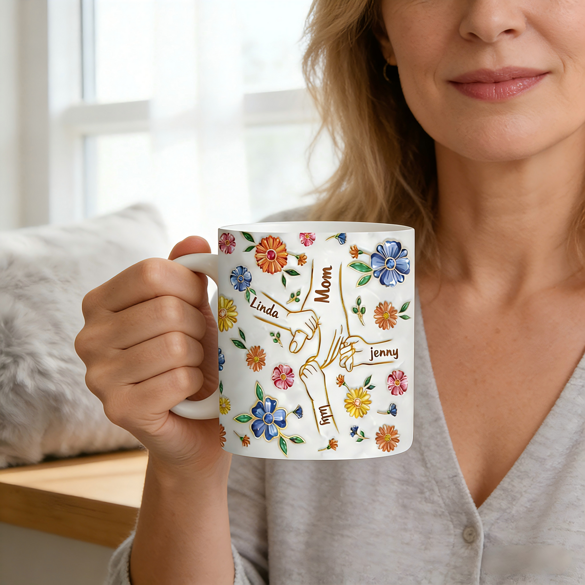 Personalized Mother’s Loving Hands Mug With 1-8 Names | Mother's Day Gifts For Mom Grandma