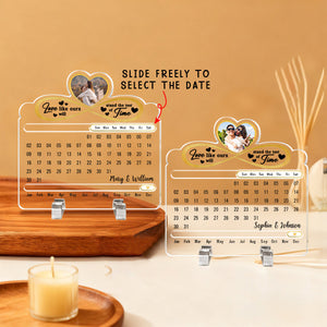 Personalized "Our Love Is Timeless" Perpetual Desk Calendar With Names Photo And Text Romantic Anniversary & Valentine's Gift For Him Her