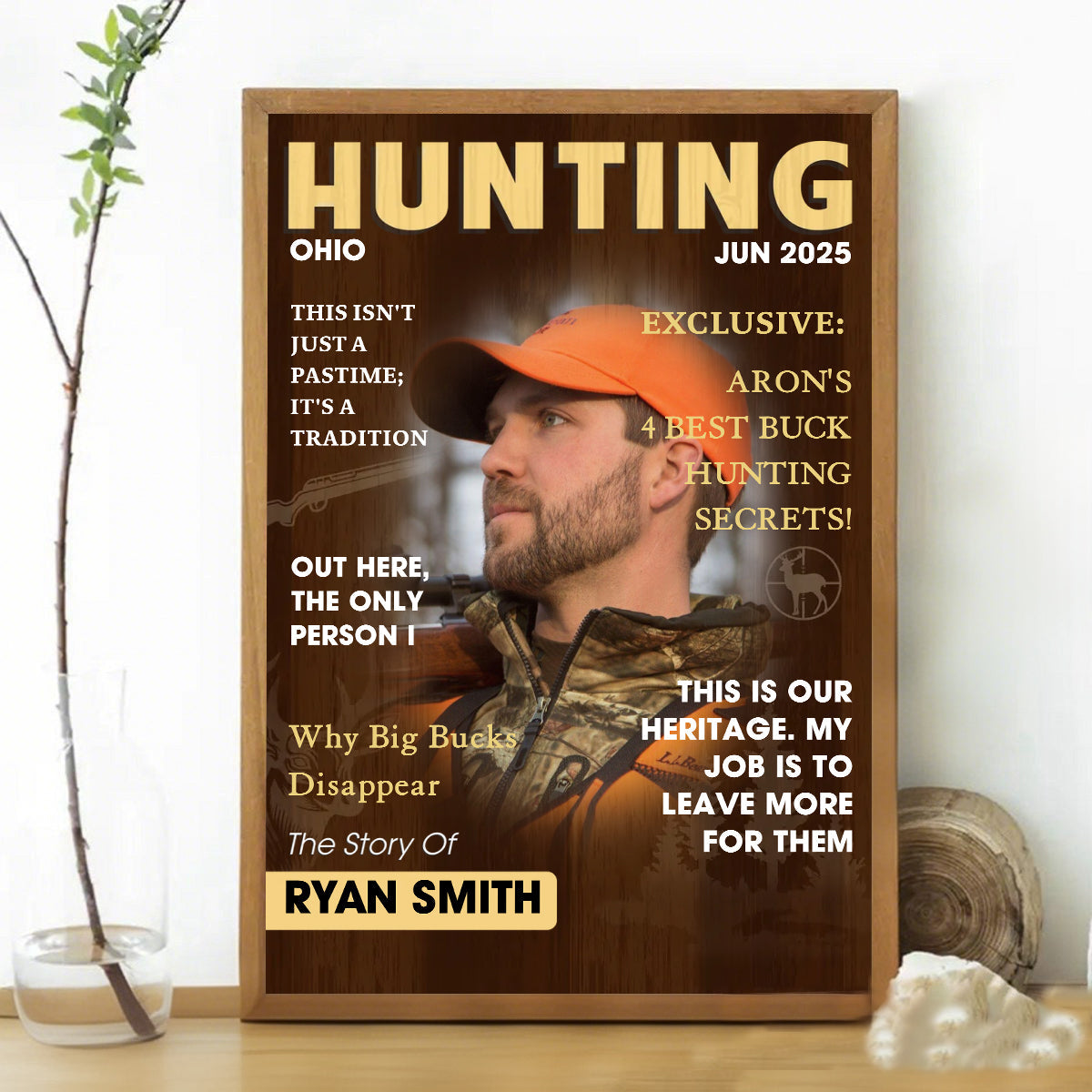 Personalized Hunting Magazine Cover Poster With Photo Name & Text,Unique Gift For Grandpa Dad Husband