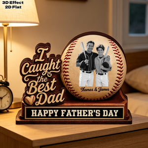 Personalized 4-Layered Baseball Rustic Wooden Block With Photo - Creative Father's Day Gift For Dad