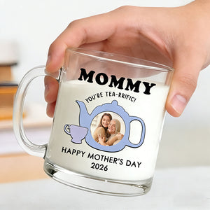 Personalized Insulated Glass Transparent Mug With "You Are Tea-Rrific" Floral - Creative Mother's Day Gift For Her