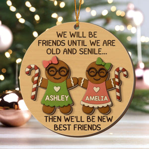 Personalized Best Gingerbread Friend Christmas 2-Layer Wooden Ornament With Name,Funny Christmas Gift For Soul Friend