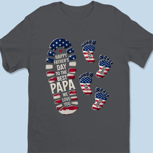 Personalized Feet Design T-Shirt With 1-10 Kid's Names | 250th Anniversary Father's Day Patriotic Gift