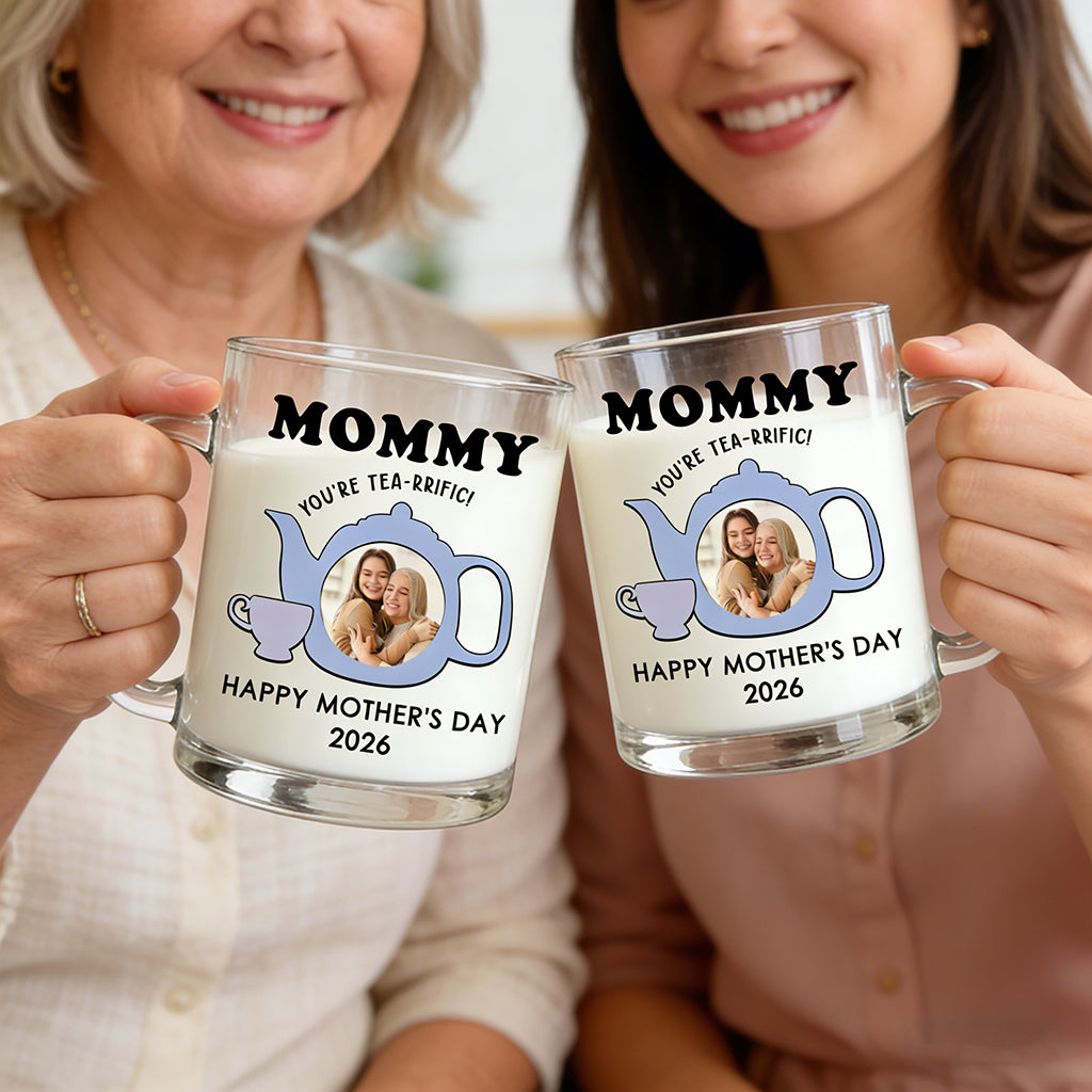 Personalized Insulated Glass Transparent Mug With "You Are Tea-Rrific" Floral - Creative Mother's Day Gift For Her