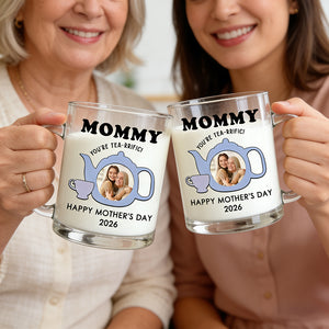 Personalized Insulated Glass Transparent Mug With "You Are Tea-Rrific" Floral - Creative Mother's Day Gift For Her