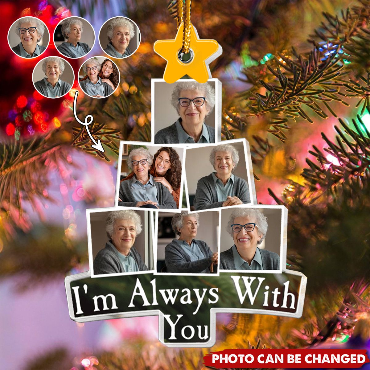 Photo Memorial Christmas Tree - Personalized Acrylic Photo Ornament