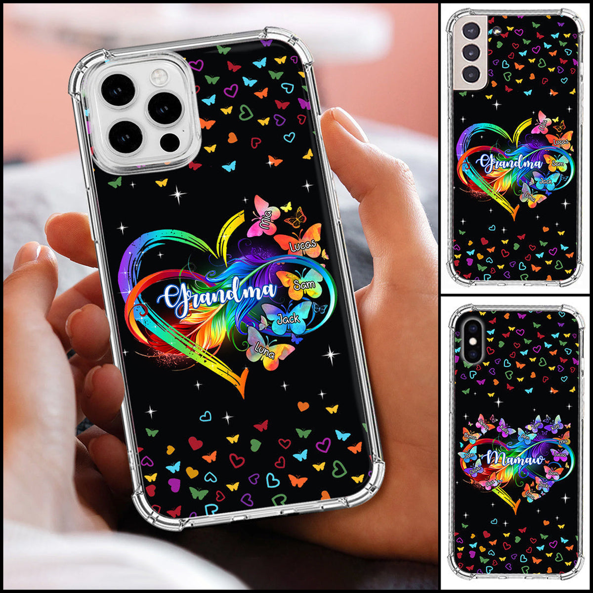 Personalized Grandma Mom Heart Infinity Butterfly Mother's Day Gift Space Phone case
