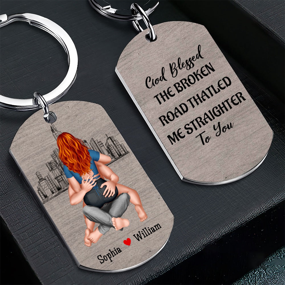 Personalized Couples Keychain - Engraved Stainless Steel Safe Driving Gift for Him & Her | Romantic Anniversary Wedding Present for Couple