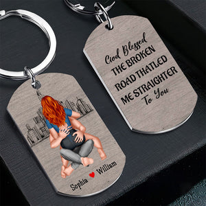 Personalized Couples Keychain - Engraved Stainless Steel Safe Driving Gift for Him & Her | Romantic Anniversary Wedding Present for Couple