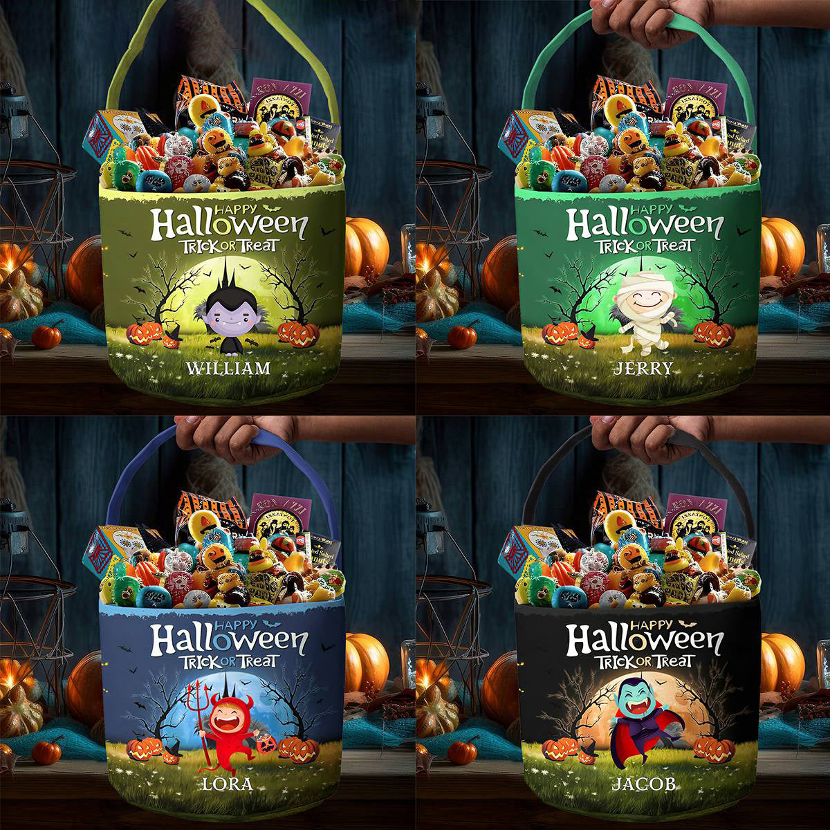 Personalized "Trick Or Treat" Halloween Candy Basket With Name & Icon Exclusive Treasure Of Joy For Children
