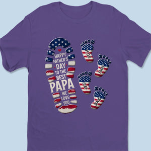 Personalized Feet Design T-Shirt With 1-10 Kid's Names | 250th Anniversary Father's Day Patriotic Gift