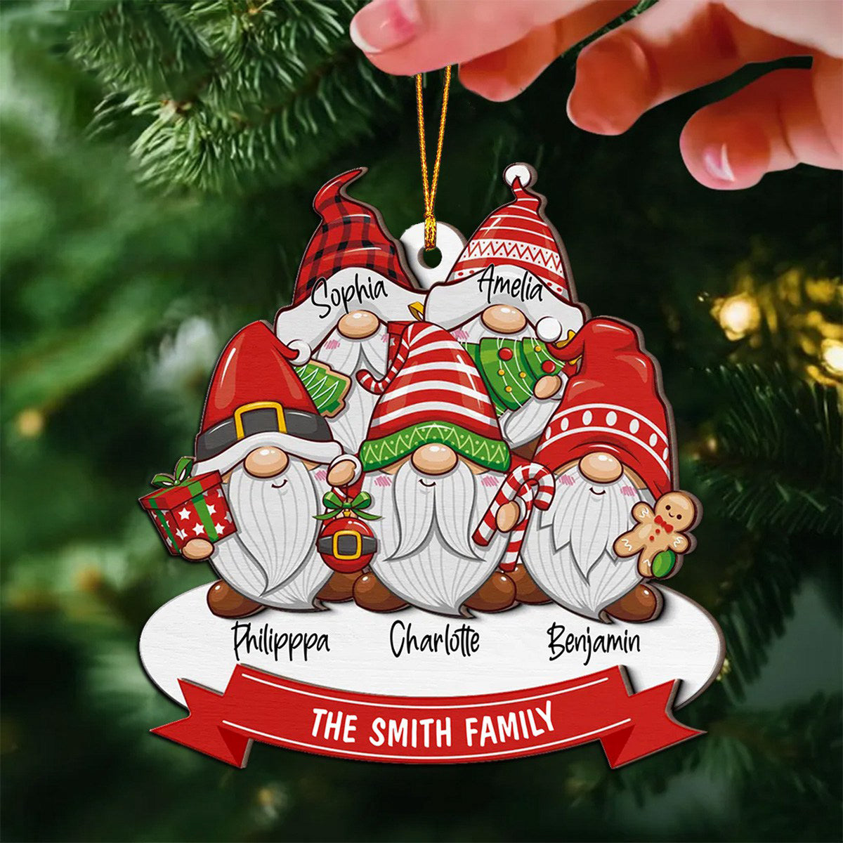 Christmas Dwarf Family - Personalized 2-Layer Wooden Ornament