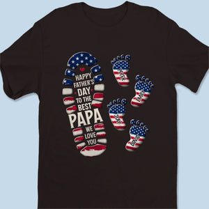 Personalized Feet Design T-Shirt With 1-10 Kid's Names | 250th Anniversary Father's Day Patriotic Gift