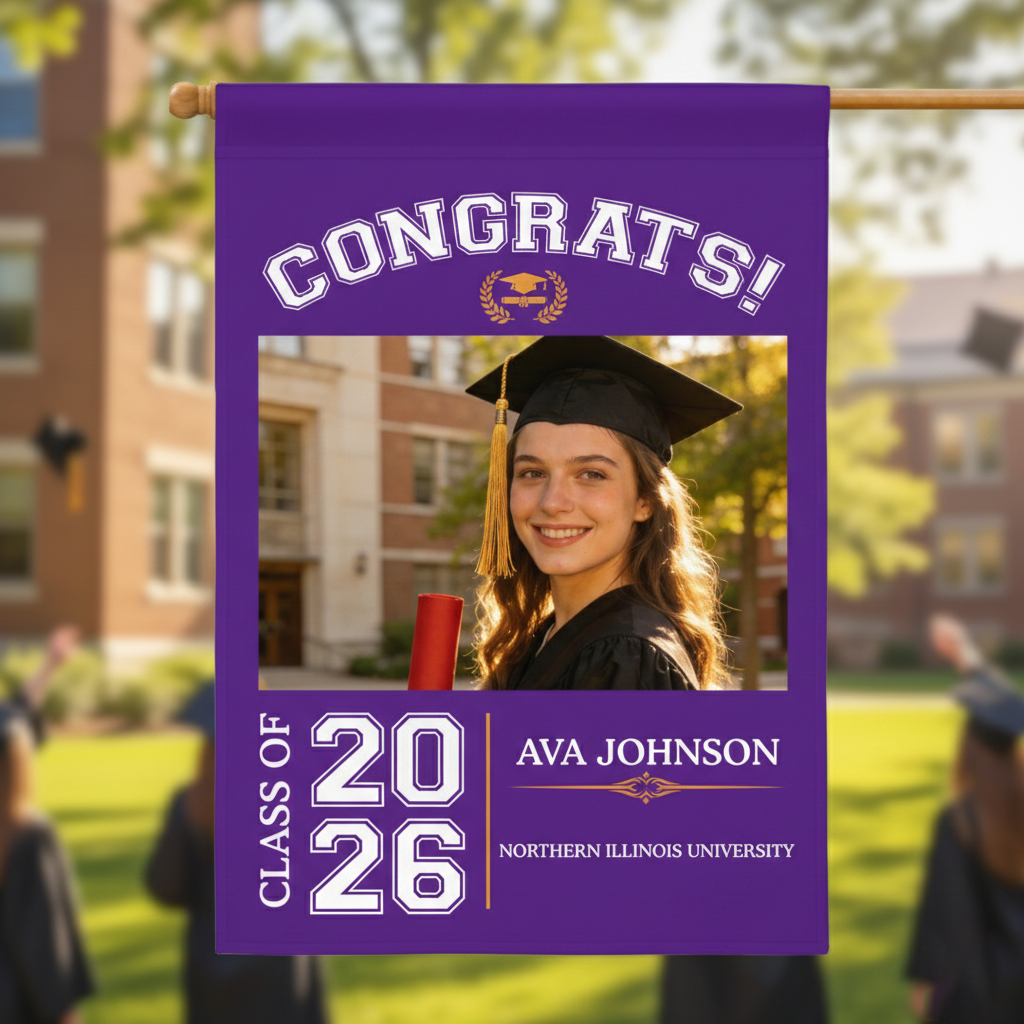 Personalized Double-Sided Graduation Flag With Color & Photo & Name & Year | Heartfelt Commencement Gift For Daughter Son & Best Friends