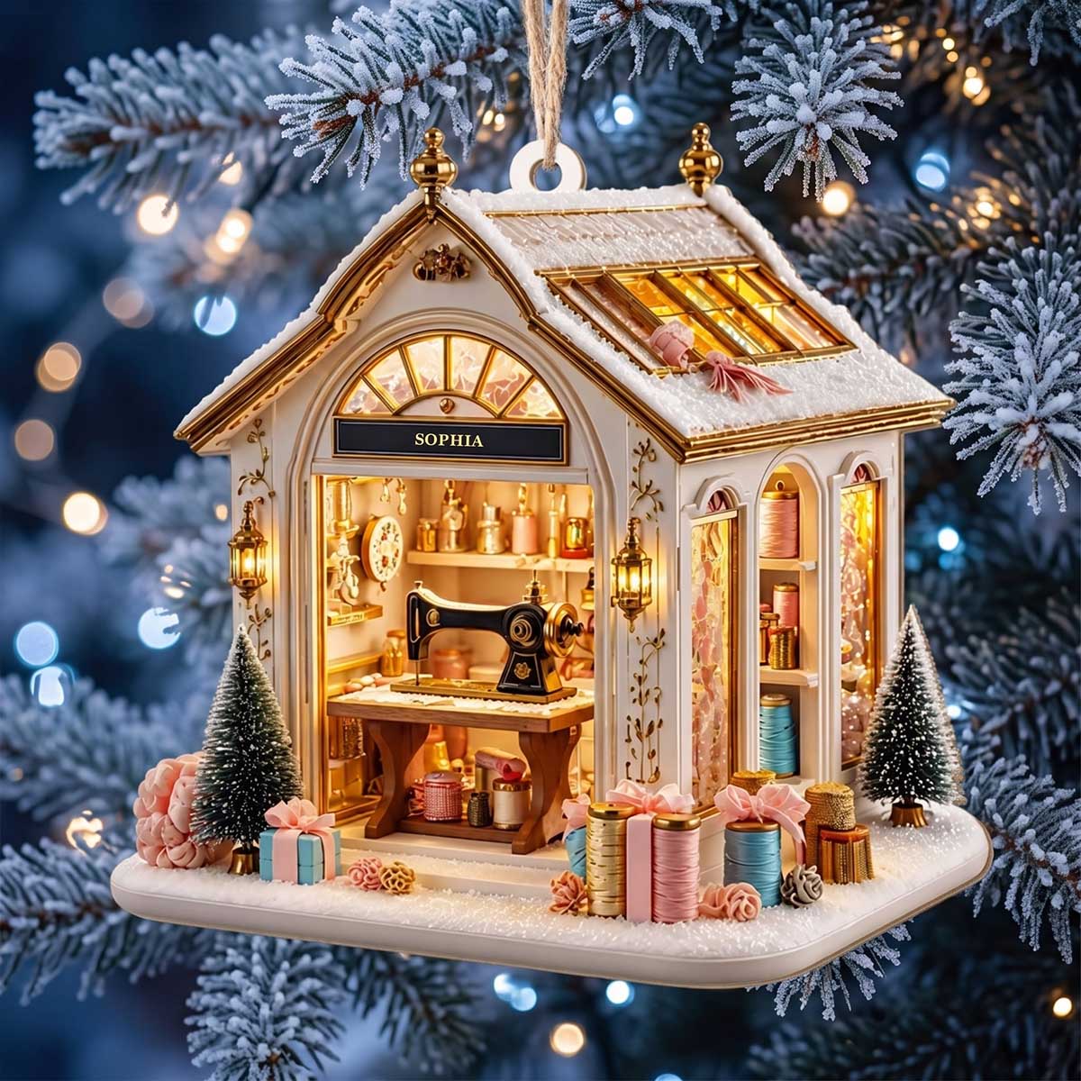 Personalized "My Sewing Room" Acrylic Ornament - Christmas Sewing Machine Gift For Quilters Seamstress