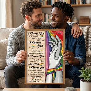 Personalized Poster LGBTQ+ Couple Hand In Hand | Pride Month  & Anniversary Gift