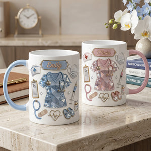Personalized 3D Efftet Nurse Scrubs Mug - Gift For RN, LPN, Nursing Student, Medical Staff