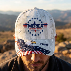 Personalized Proud American Eagle Classic Cap With Name - Gifts For Patriots