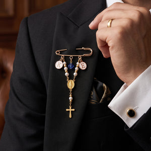 Personalized Initial Rosary Brooch Pin  | Wedding Birthday Gift For Bridal Couple