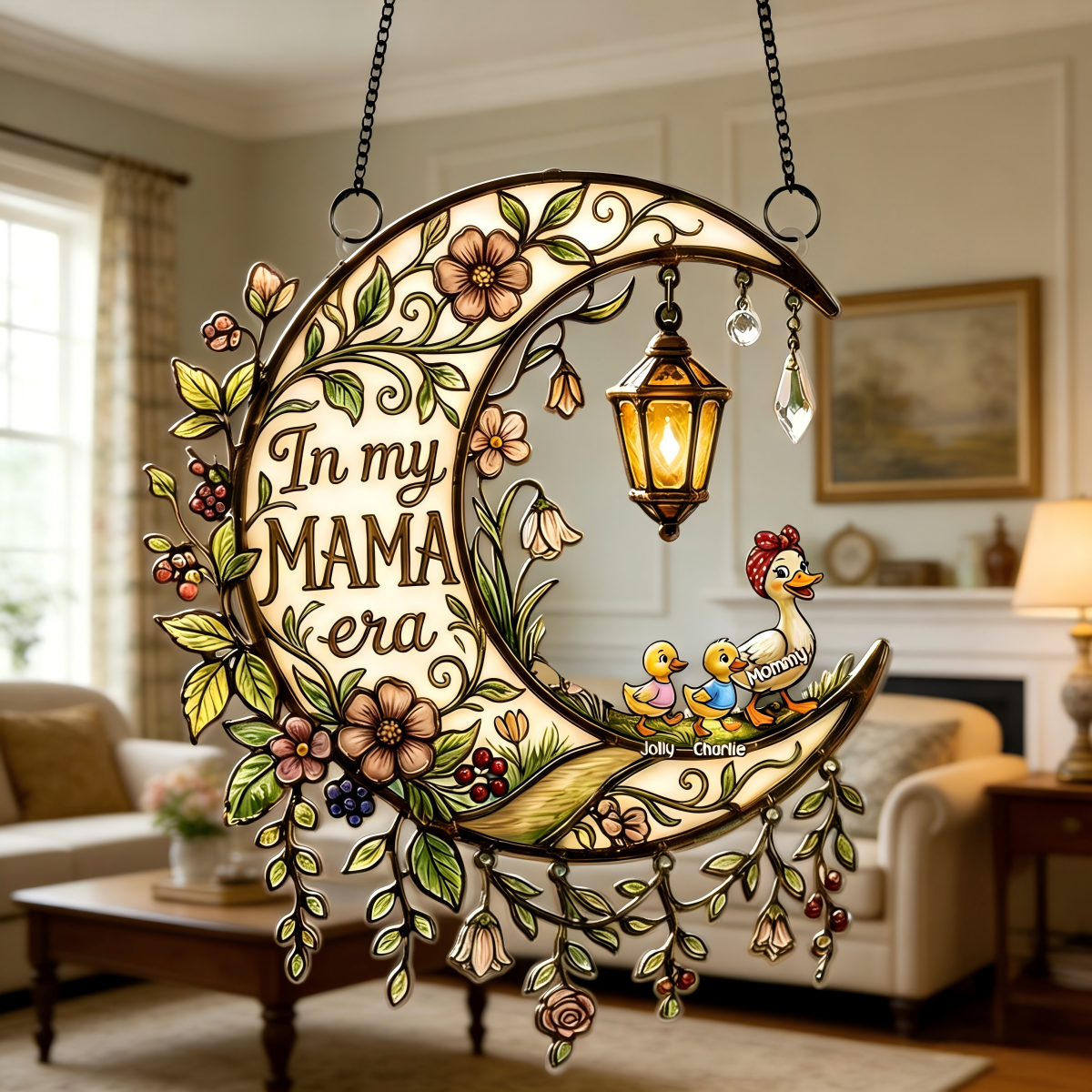 Personalized In Mama Duck Era Suncatcher Ornament With 1-4 Kids' Names | Gifts For Mother's Day