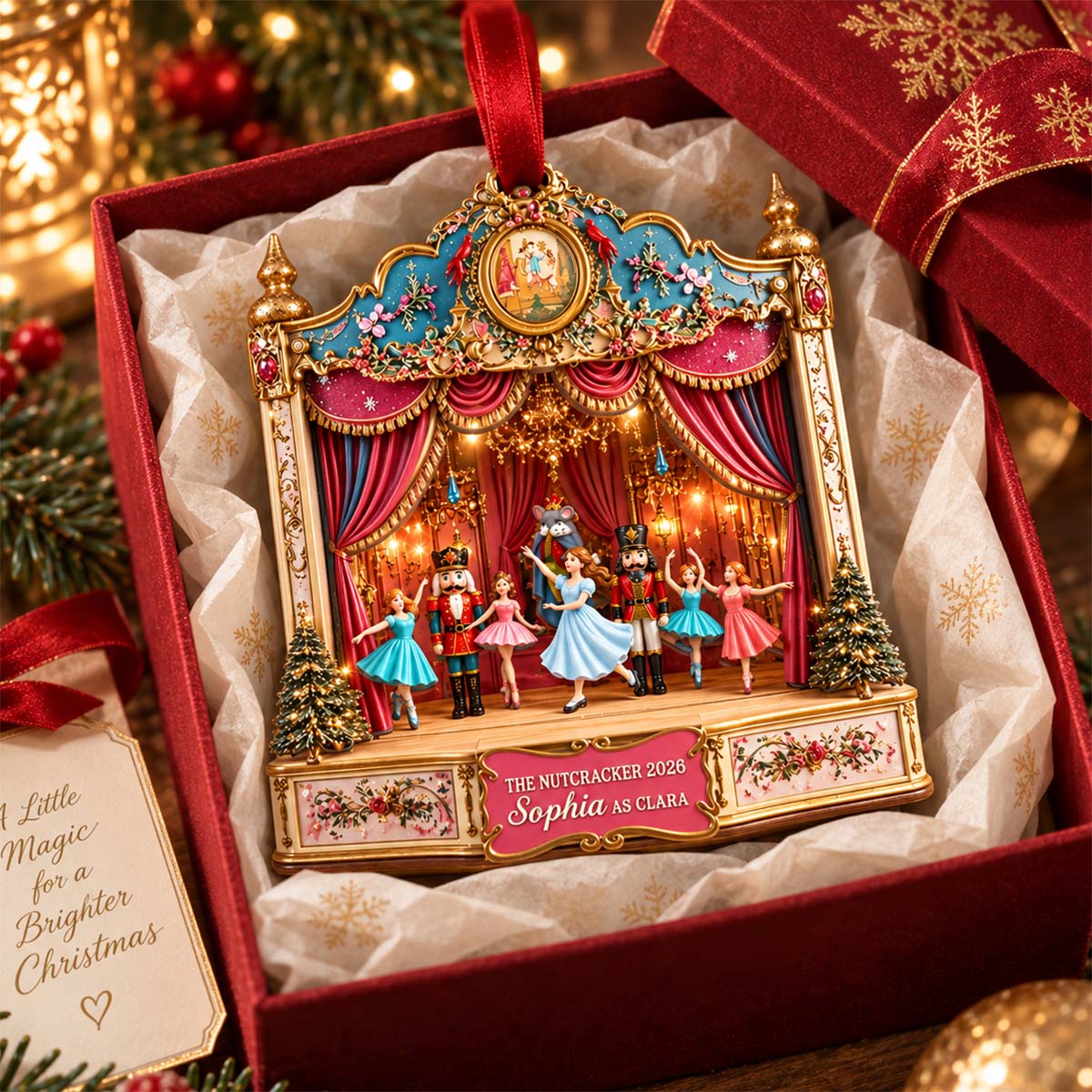 Personalized Nutcracker Theater Stage Glass Christmas Ornament - Christmas Gift For Ballet Lover Dancer Family