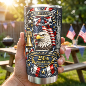 Personalized US 250th "We The People" Tumbler With Name | Ideal For Independence Day Veterans And Proud Americans