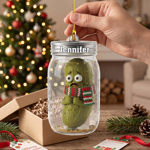 Personalized Funny Pickle Jar Acrylic Ornament - Christmas Gift For Friend Families Pickle Lovers