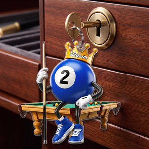 Personalized Billiard Ball Crown Acrylic Keychain | Birthday & Christmas Gift For Billiard Lovers