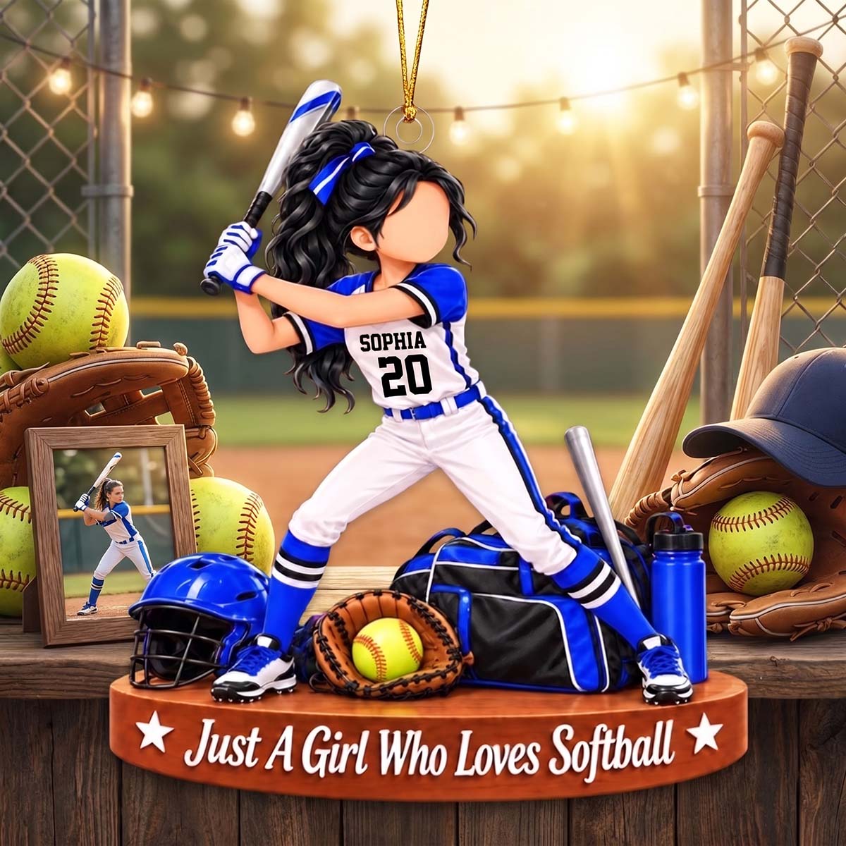 Personalized Softball Girl Acrylic Ornament - Christmas Gift For Teen Girls Softball Lover