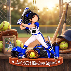 Personalized Softball Girl Acrylic Ornament - Christmas Gift For Teen Girls Softball Lover