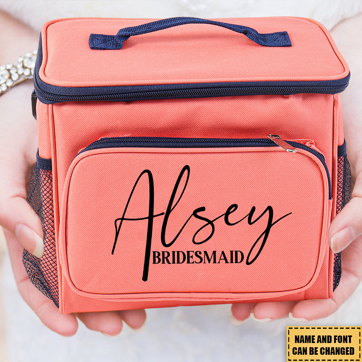 Custom Name Bridesmaid Groomsmen Lunch Cooler Bag, Gift Idea For Wedding