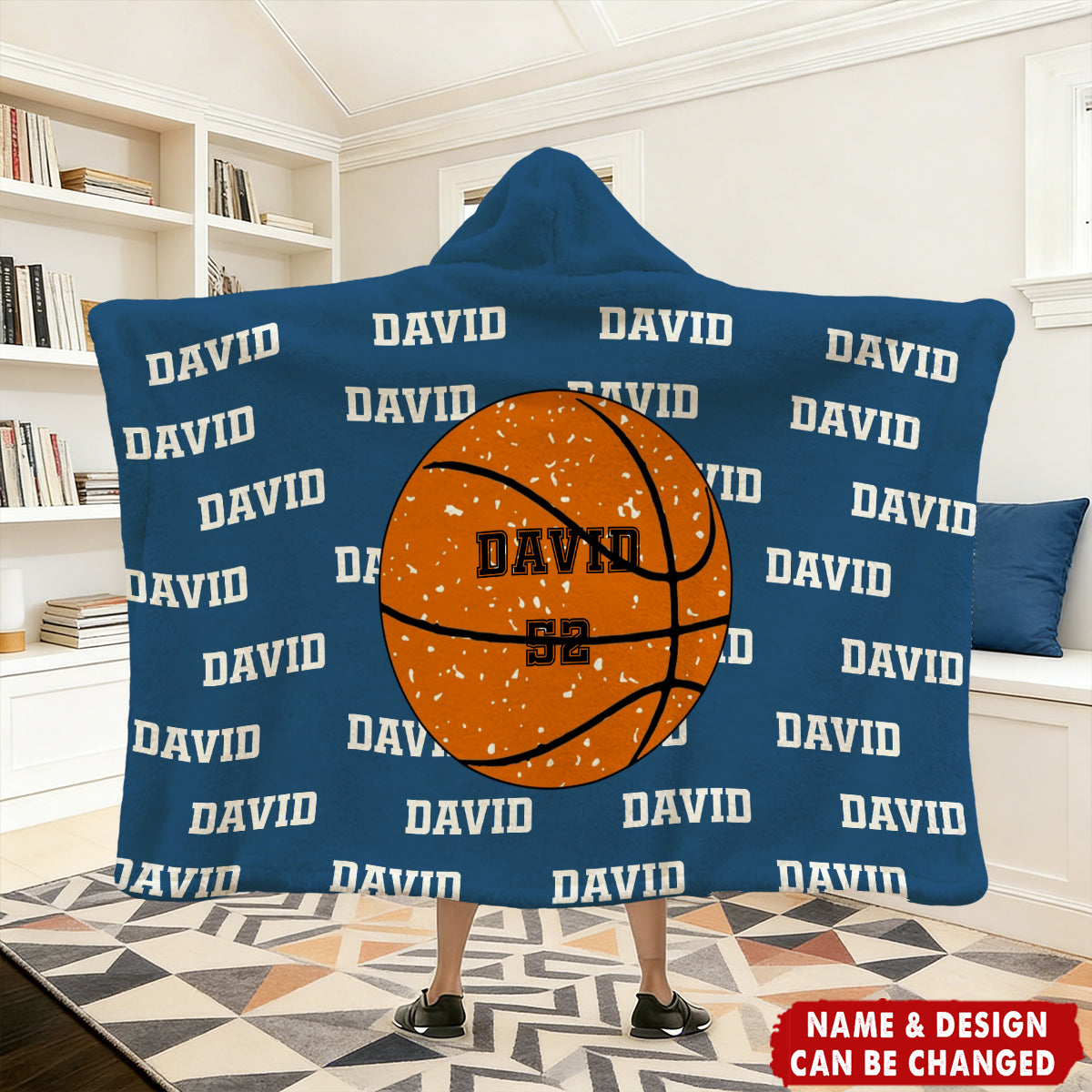 Personalized Balls Design Hooded Blanket With Name & Number - Birthday | Christmas | Game Day Gift For Sports Fan & Kids