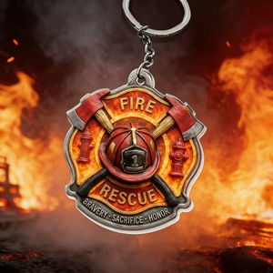 Fire Rescue Bravery Sacrifice Honor Keychain | Unique Gift For Firefighters and Rescue Team Members