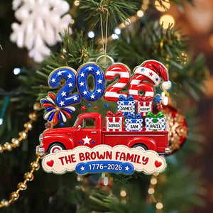 Christmas Loaded With Love And American Pride - Personalized Family Acrylic Ornament