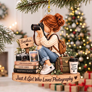 Personalized Photographer Girl Acrylic Ornament | Christmas Keepsake Gift For Her