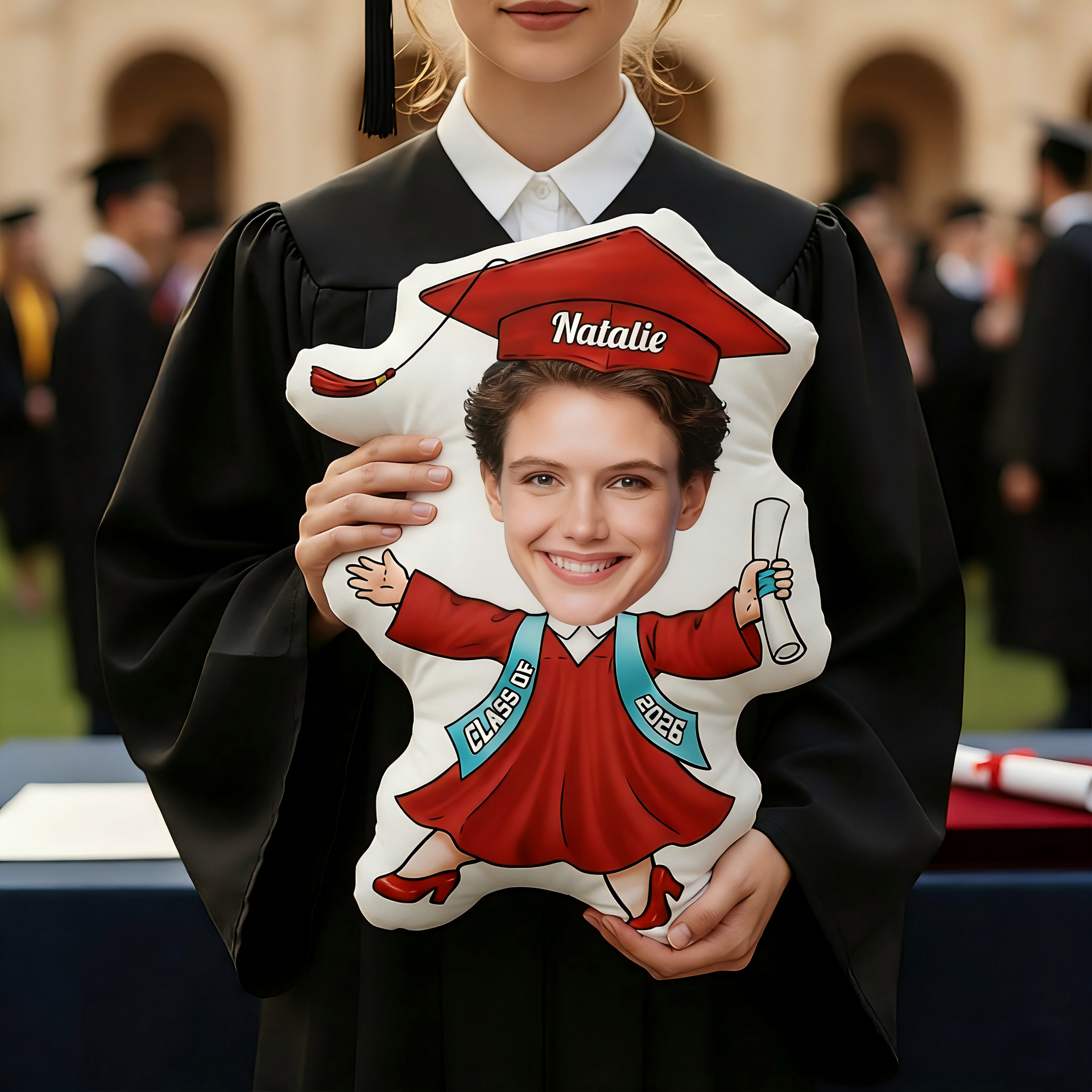 Custom Funny Face Class Of 2026 Graduation Shaped Pillow | Gift For Son Daughter