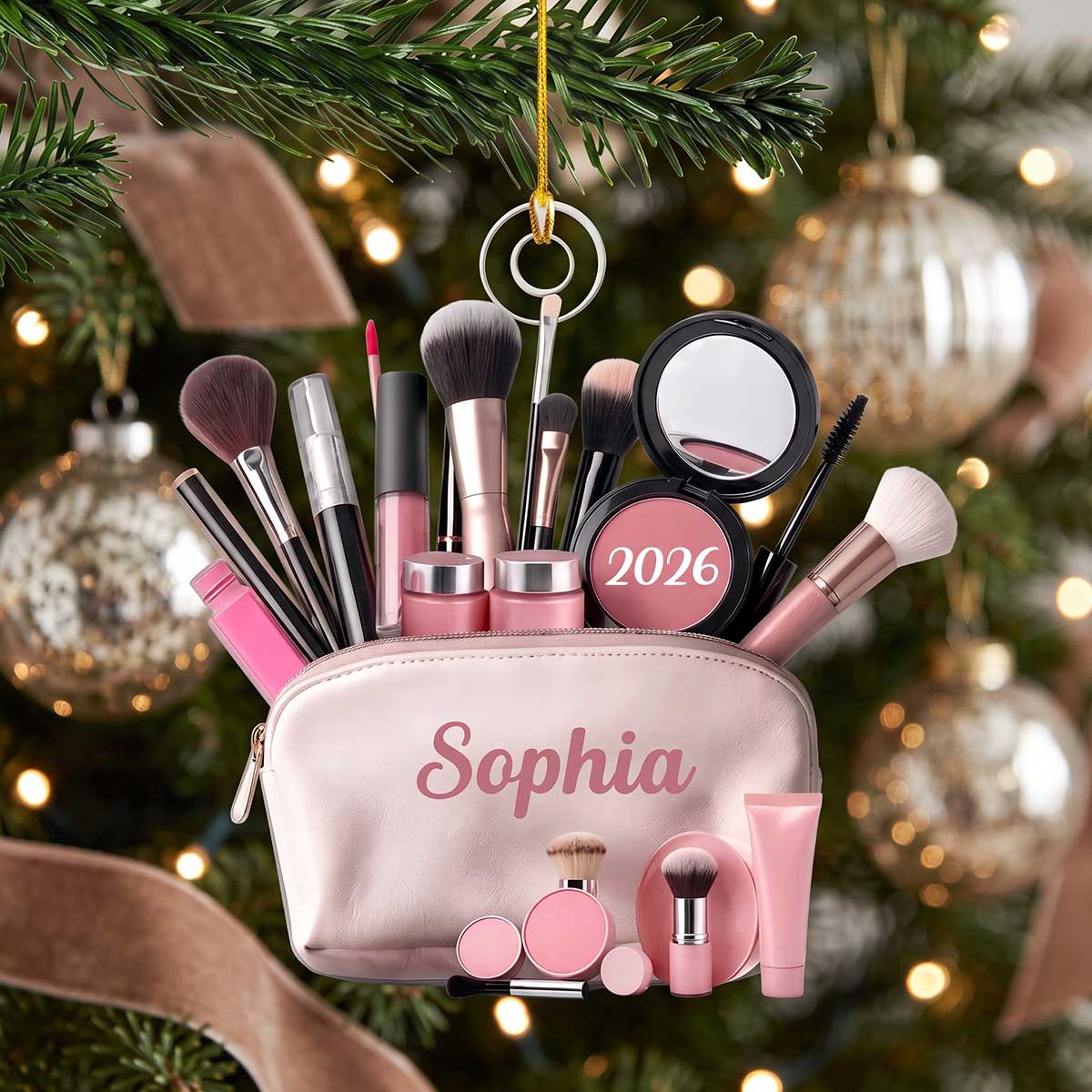 Personalized Makeup Acrylic Ornament - Christmas Keepsake Gift for Makeup Lovers