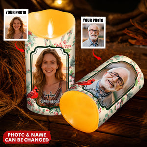 Personalized Love In Heaven Flameless LED Memorial Candle With Photo & Name - Heartfelt Bereavement Gift For Loss Of Loved One