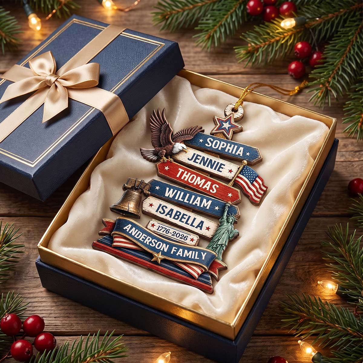 Personalized "Standing Tall in Freedom" Wooden Ornament - Christmas Gift For Family