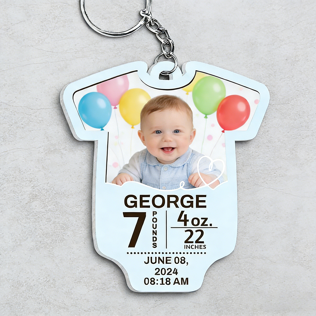 Personalized Cute Baby Acrylic Keychain With  Photo & Birth Stats | Unique Gift For New Parents & Kids