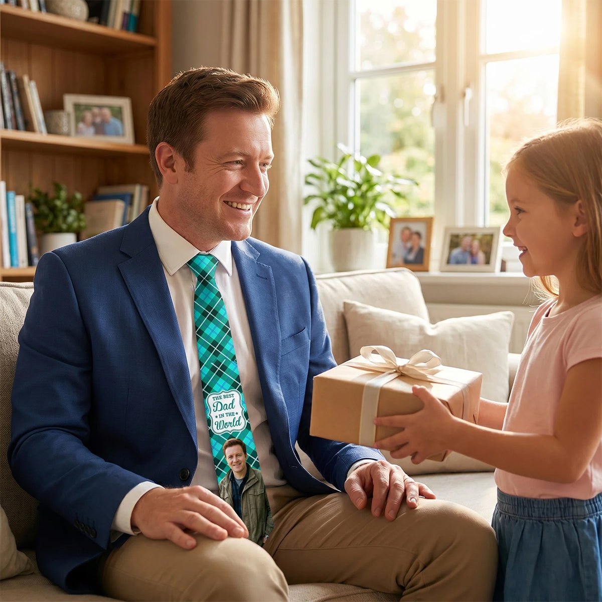 Personalized "The Best Dad in the World" Photo Tie | Birthday Father's Day Gift For Dad Grandpa