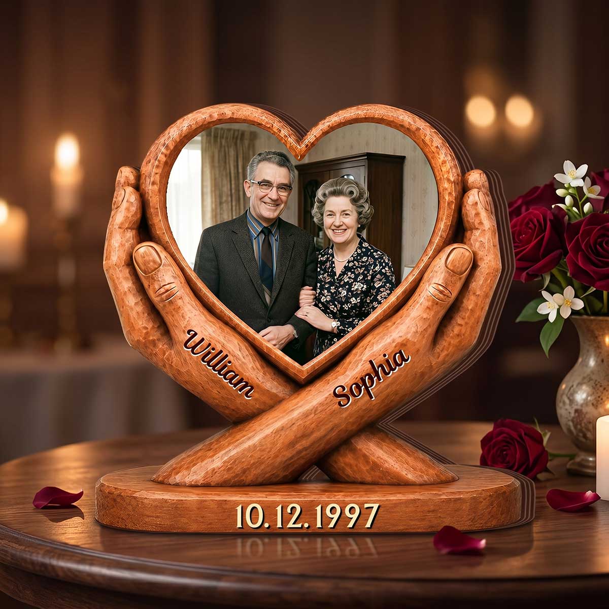 Personalized "Love Of My Life" Photo Thick Wooden Block | Anniversary Wedding Gifts For Couple Husband And Wife