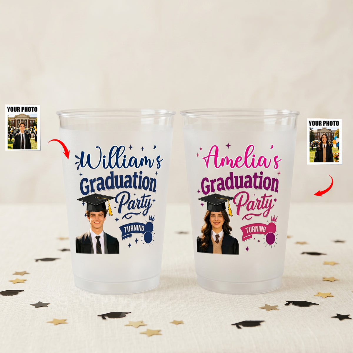 Personalized Photo Cups - Personalized Graduation Gifts For Him, Her - Ready To Shine