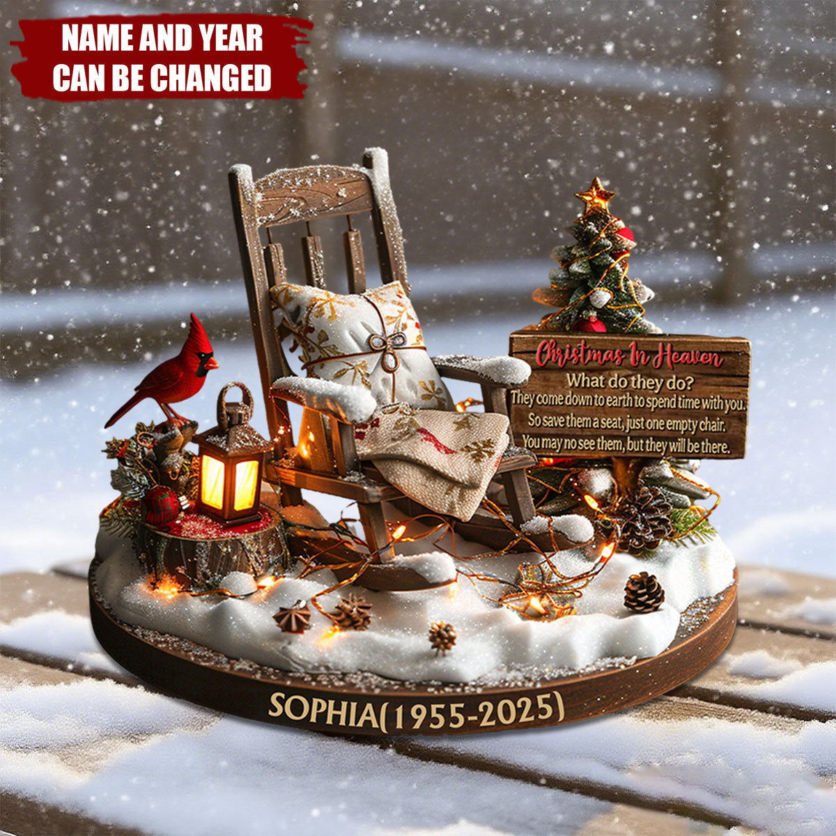 Personalized "Christmas in Heaven" Acrylic Memorial Plaque with Name & Year,Sympathy Gift to Honor Loved One